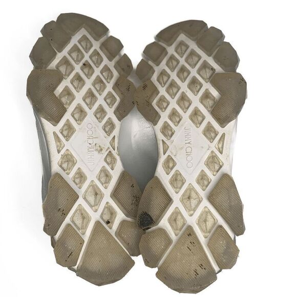 Jimmy Choo Diamond X Strap/F White Leather Low Top Crystal Sneakers EU 40 US 10 - Picture 3 of 9